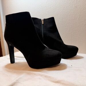 Nine West Black Suede Platform Ankle Booties